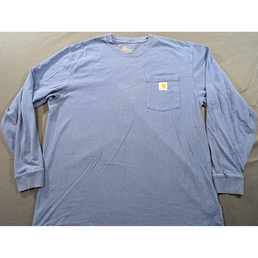 Carhartt Mens K126 RYL Long Sleeve Pocket T-Shirt Blue Original Fit Large Reg